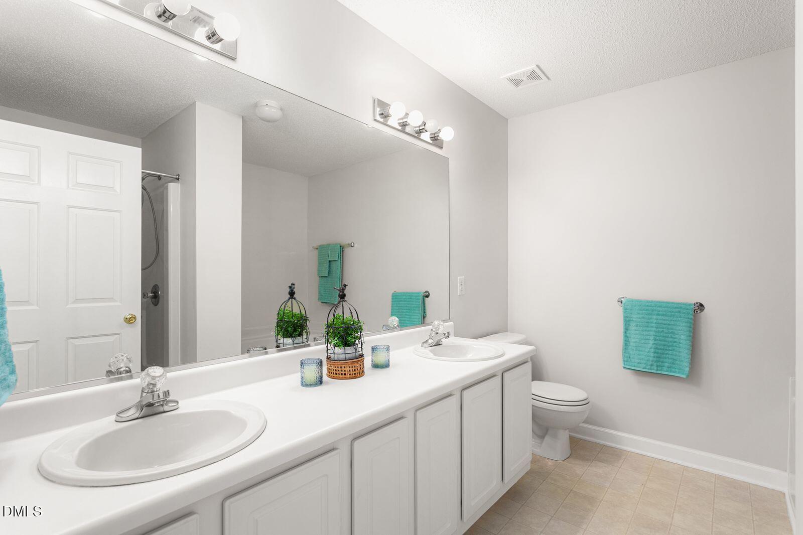 605 Huntingdon Street Elon, NC 27244 - Photo 11 of 18 a bathroom with a double vanity sink and a mirror