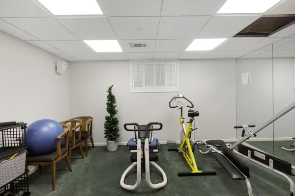 a room with gym equipment