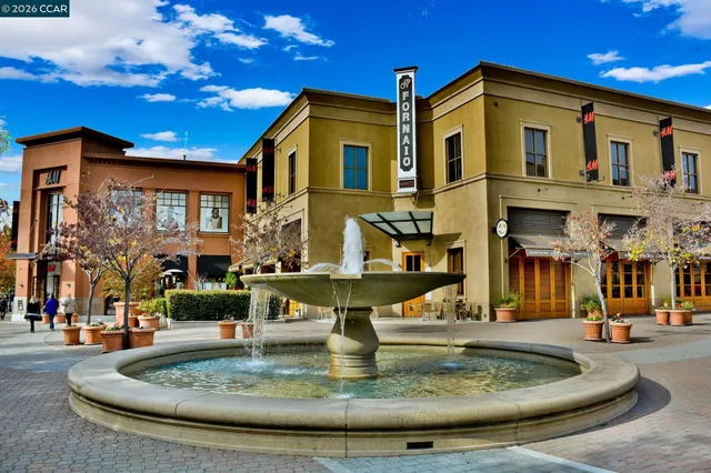 a view of a building with a fountain