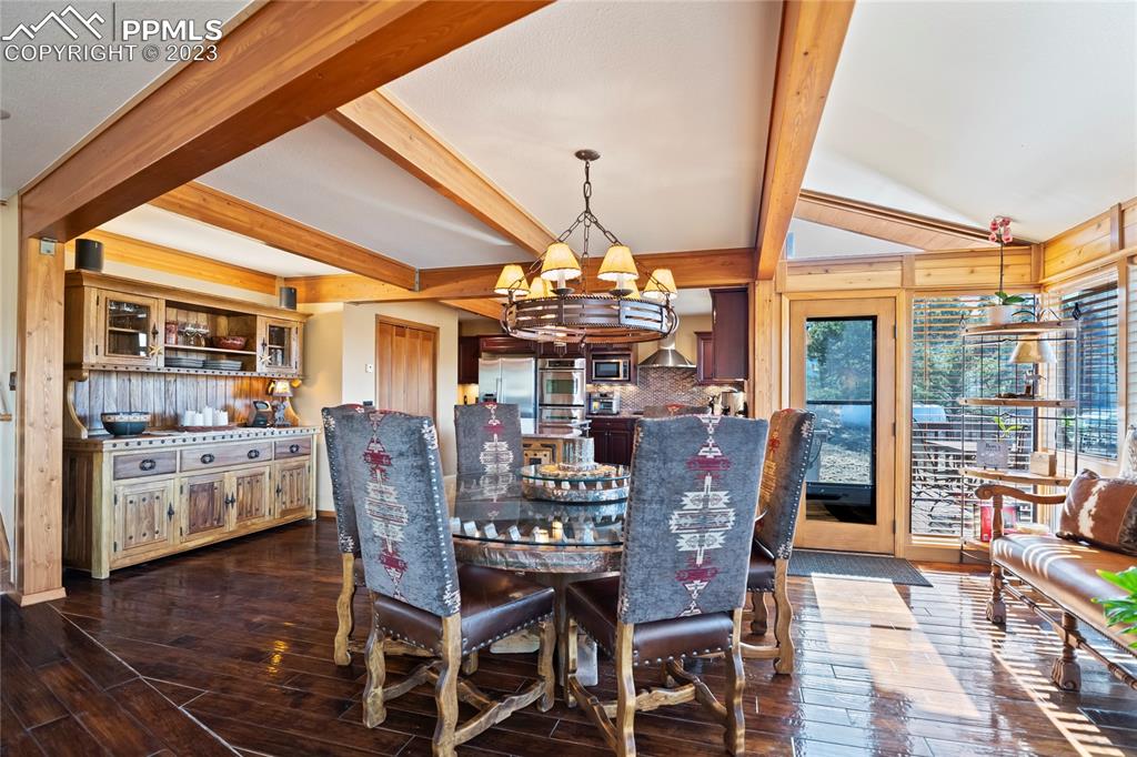 4528 Sheep Patch Road Golden, CO 80403 - Photo 10 of 40 a dining space with furniture and wooden floor