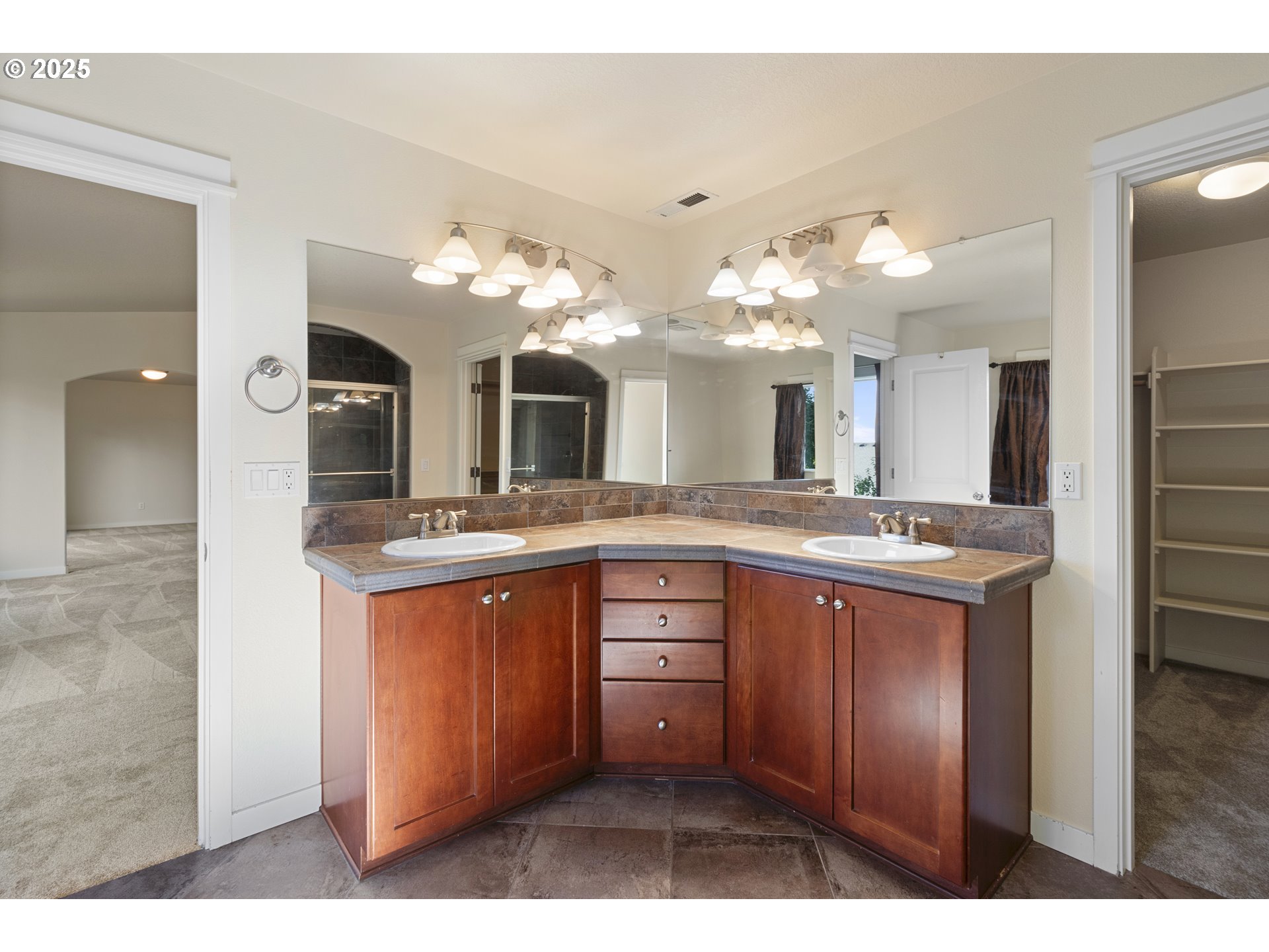 14822 Southeast Natalya Street Happy Valley, OR 97086 - Photo 31 of 48 a bathroom with a sink and a large mirror