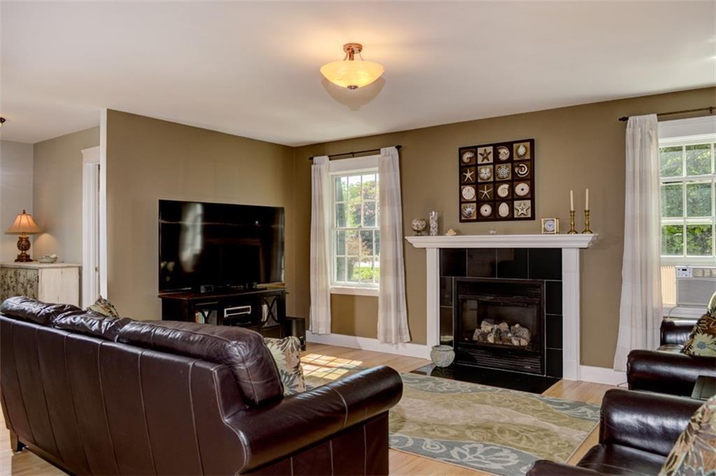 Cozy living room with a gas...
