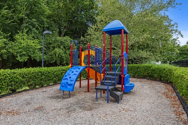 a view of a park with slide