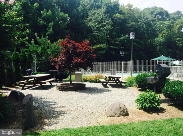 a view of a backyard with couches and swimming pool