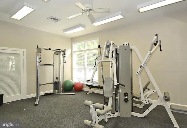 a view of a room with gym equipment