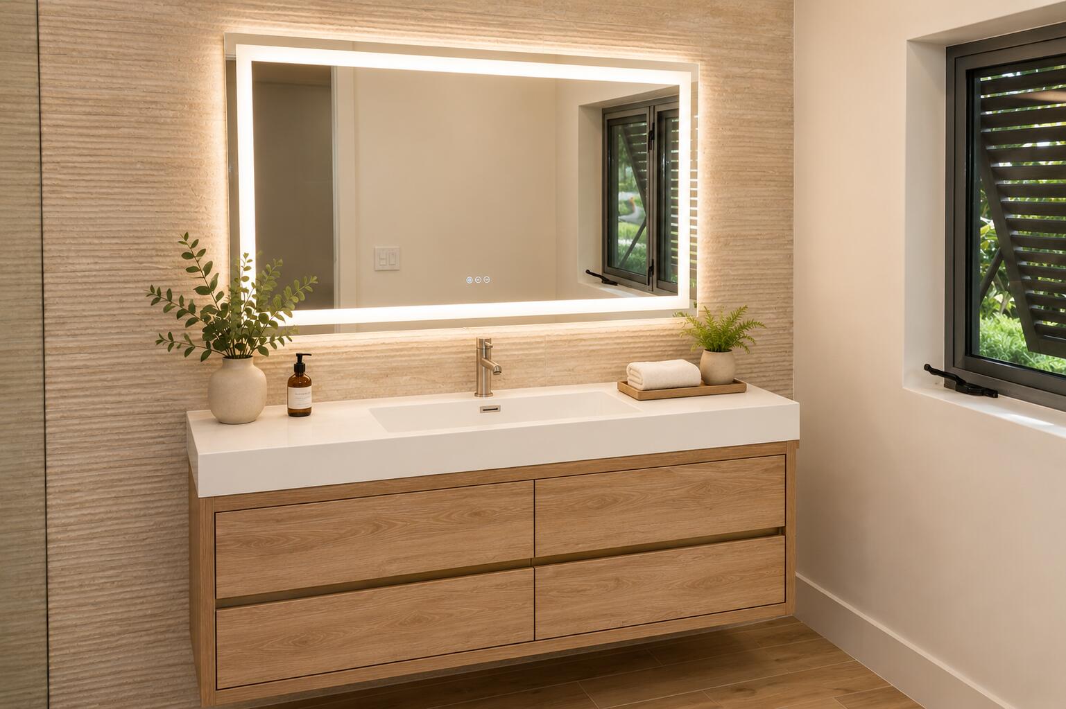 4815 Cleveland Street Hollywood, FL 33021 - Photo 16 of 31 a bathroom with a sink and a mirror