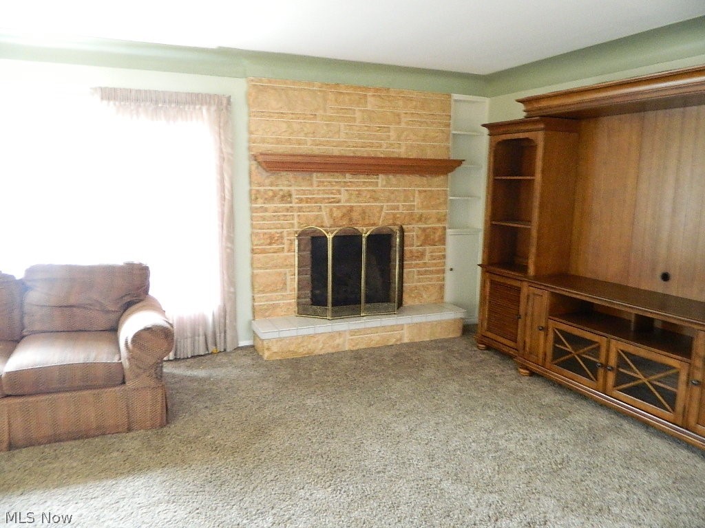 34505 Pettibone Road Solon, OH 44139 - Photo 4 of 32 Closer Up of Raised Hearth, Stone, Gas Log Fireplace and Corner Built In Cabinet