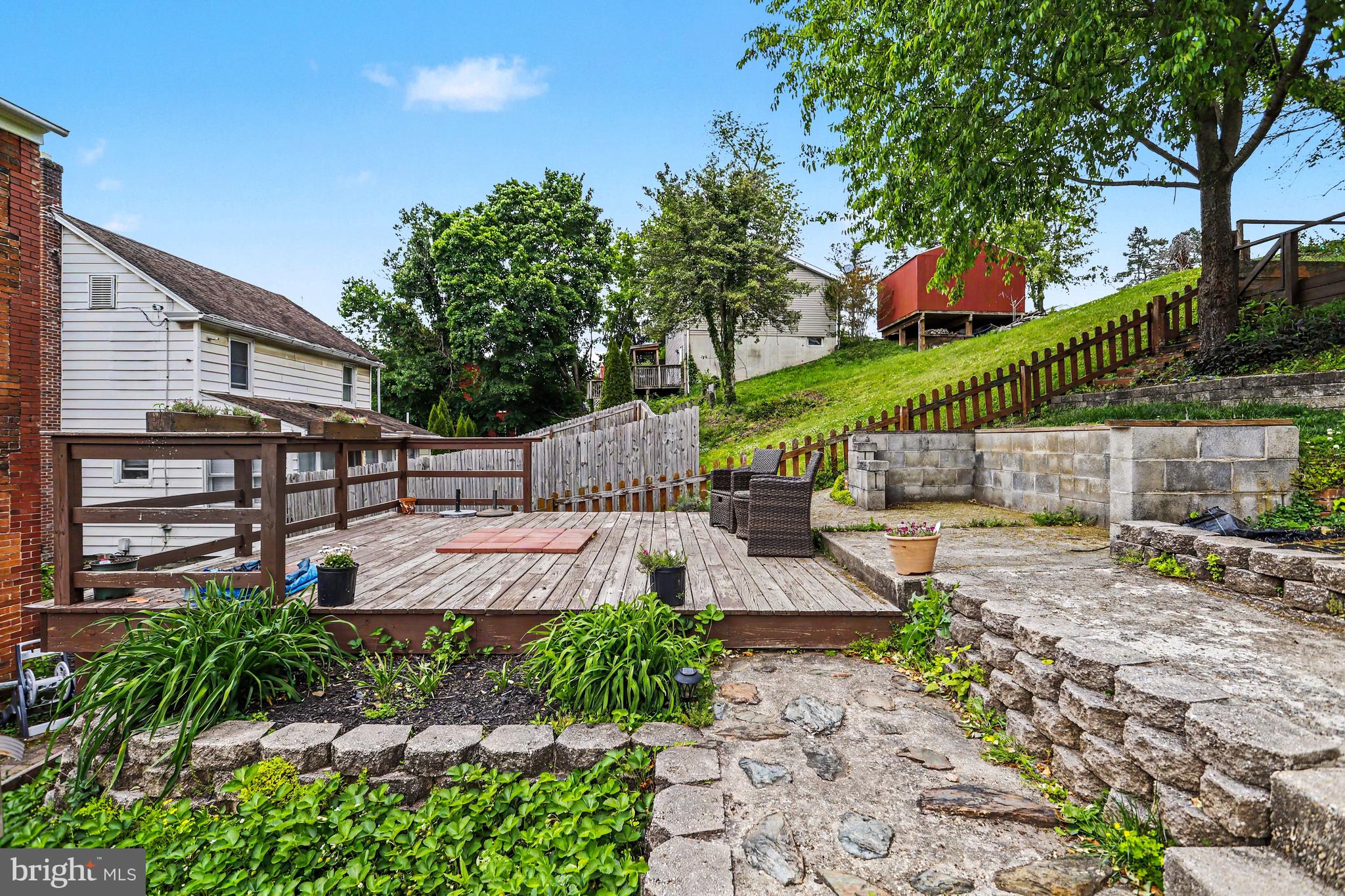 23 West George Street Yoe, PA 17313 - Photo 26 of 36 a view of a backyard with plants and a patio