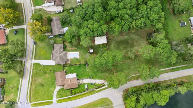 an aerial view of a house