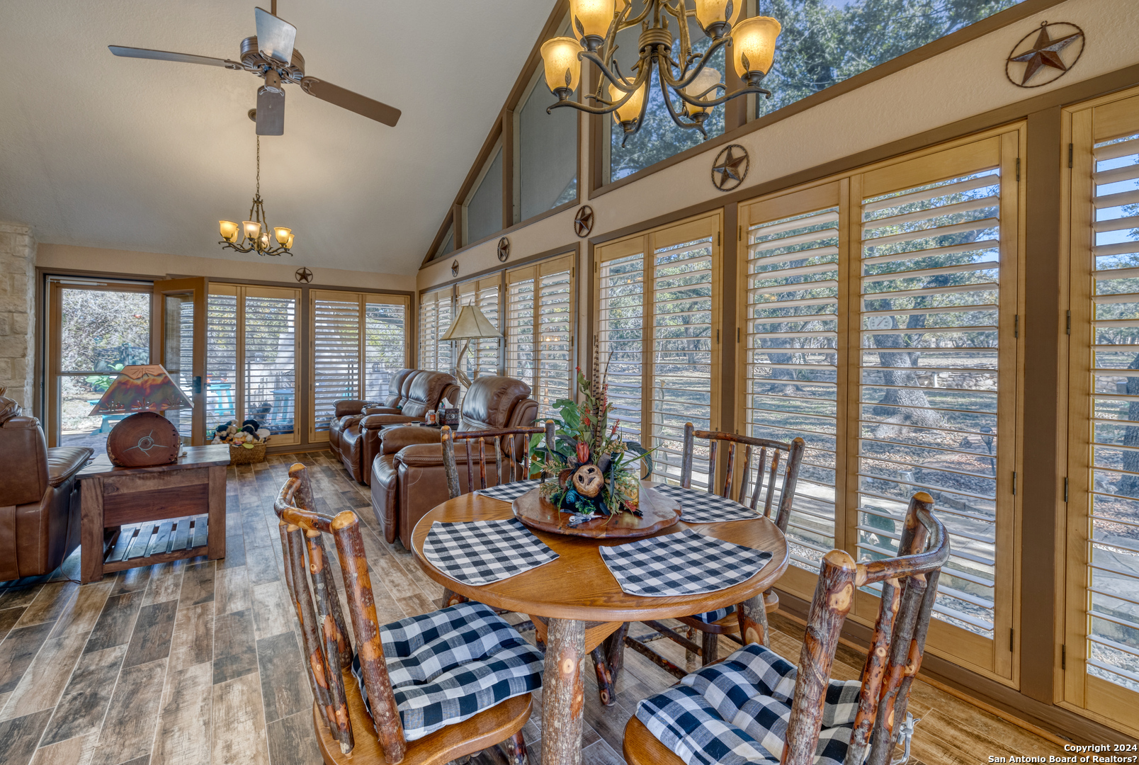 93 North Saddle Mountain Road Rio Frio, TX 78879 - Photo 28 of 50 a view of a dining room with furniture window and outside view