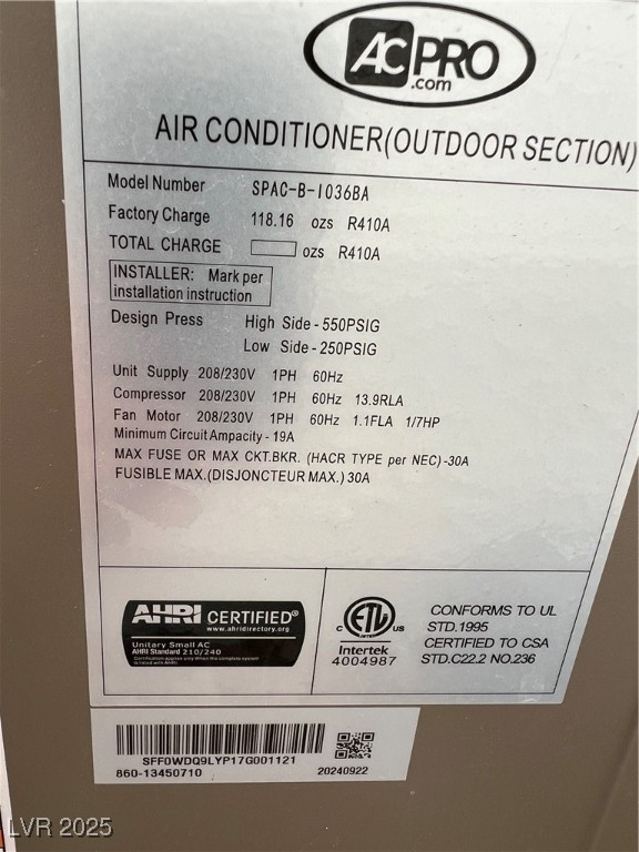 2975 Bluegrass Lane, Unit 424 Henderson, NV 89074 - Photo 37 of 43 HVAC description