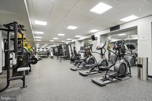 a view of a room with gym equipment
