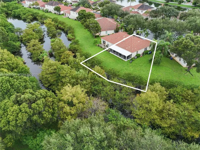 an aerial view of a house
