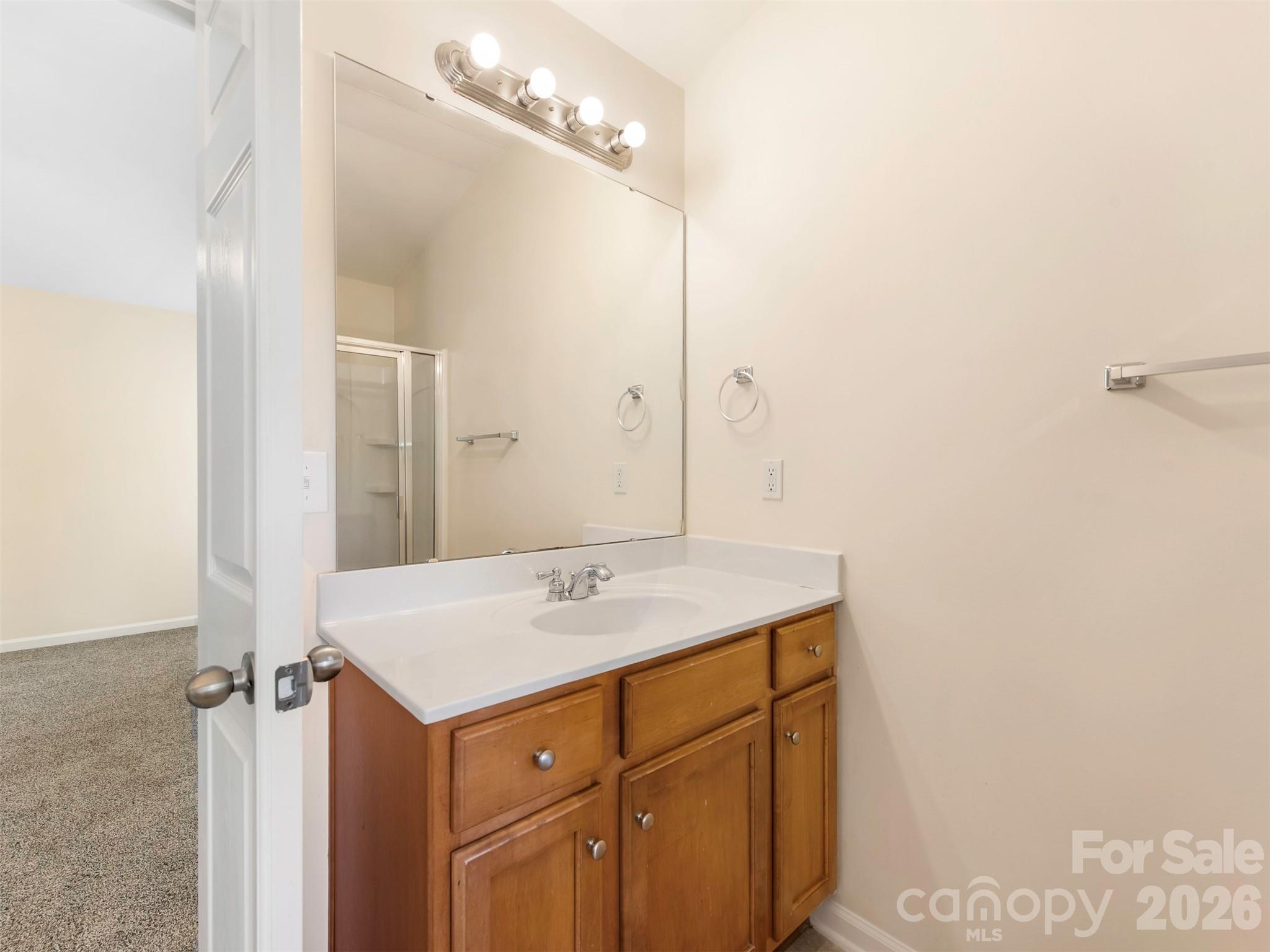 6507 Hermsley Road Charlotte, NC 28278 - Photo 12 of 40 a bathroom with a sink vanity and mirror