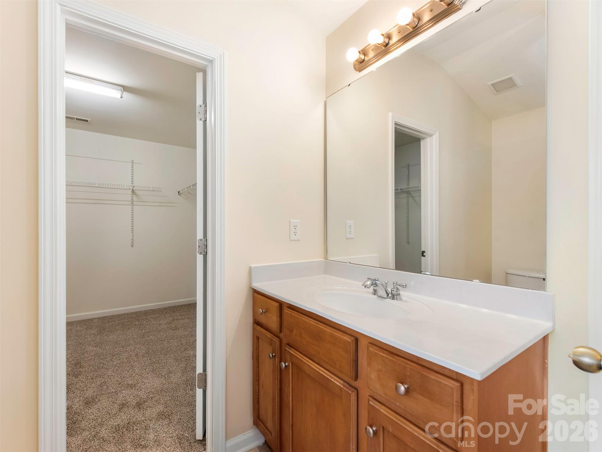 6507 Hermsley Road Charlotte, NC 28278 - Photo 40 of 40 a bathroom with a sink vanity and a mirror