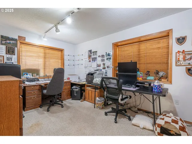a view of a bedroom with furniture and cabinet