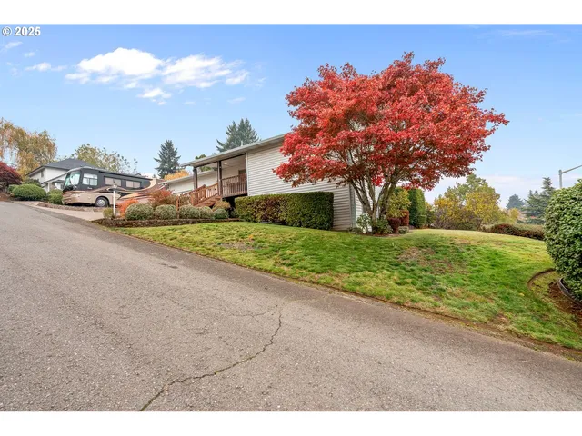 a backyard of a house with lots of green space