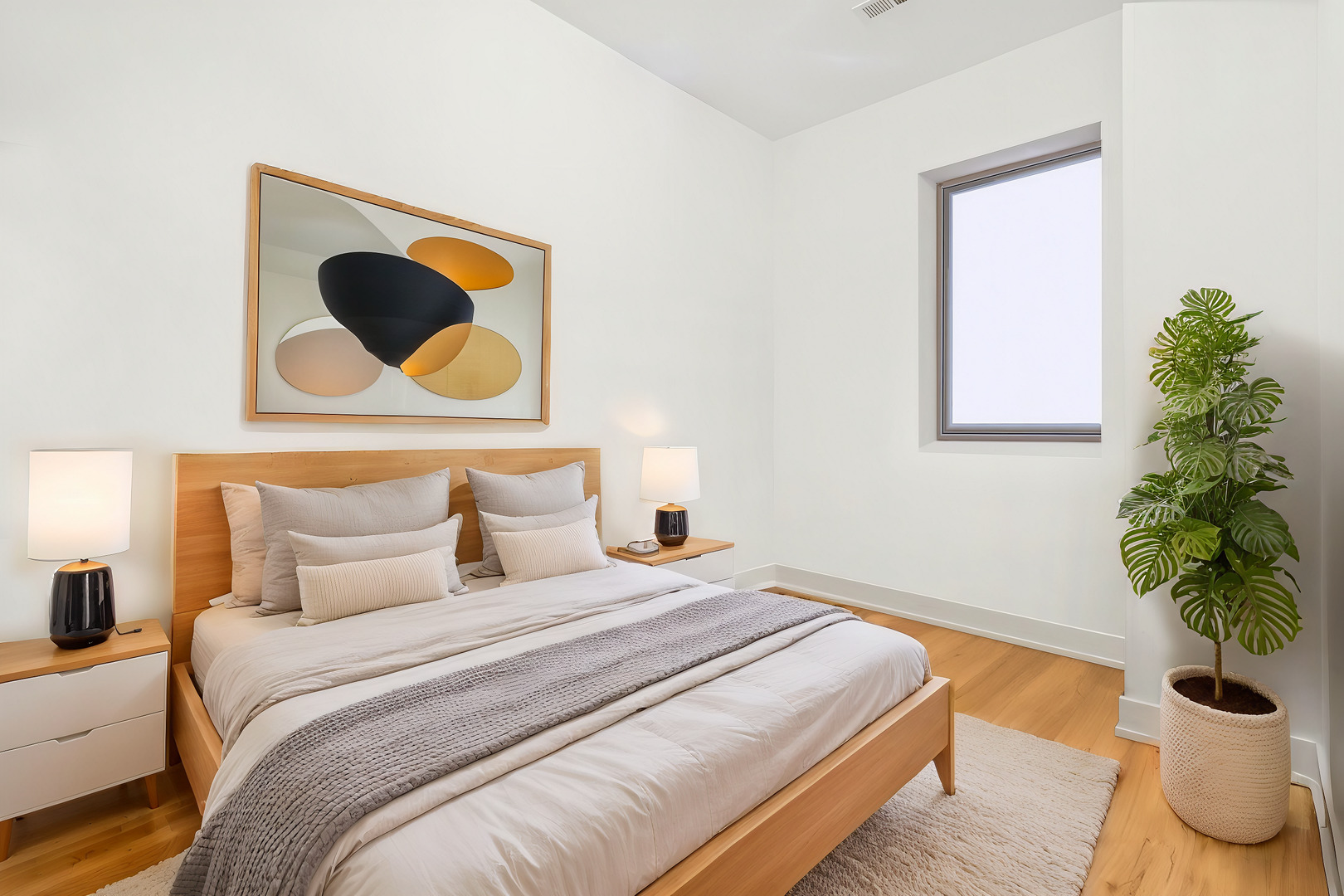 1908 West 48th Street Chicago, IL 60609 - Photo 5 of 36 a bedroom with a bed and a potted plant