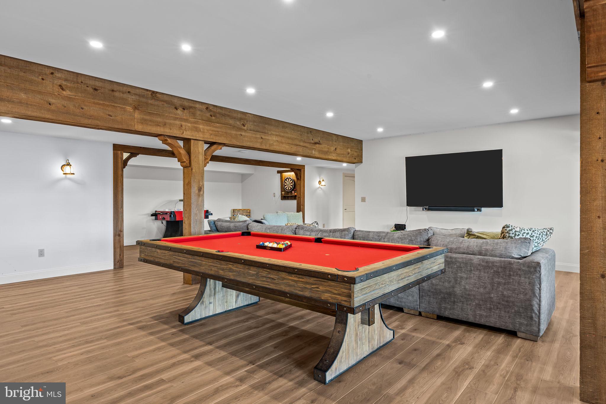 274 Pineville Road Newtown, PA 18940 - Photo 74 of 108 a room with furniture pool table flat screen tv and a chandelier