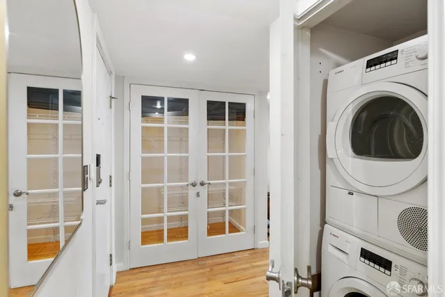 a view of a house with a large window