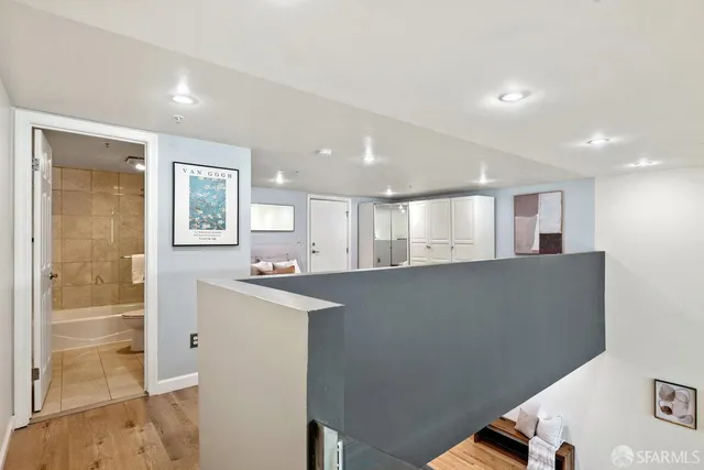 a view of kitchen with wooden floor