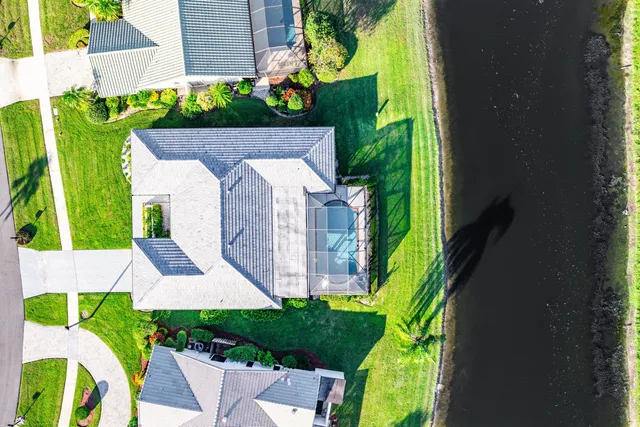 a aerial view of a house with balcony
