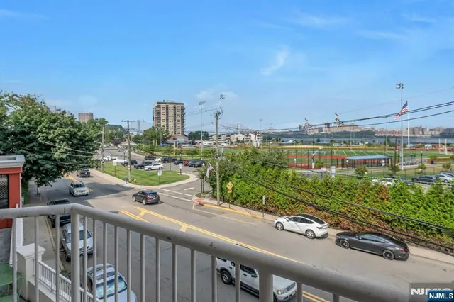 a view of a city from a balcony