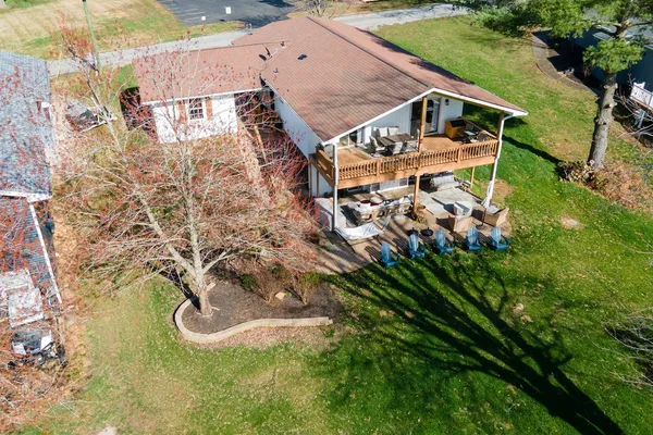 an aerial view of a house