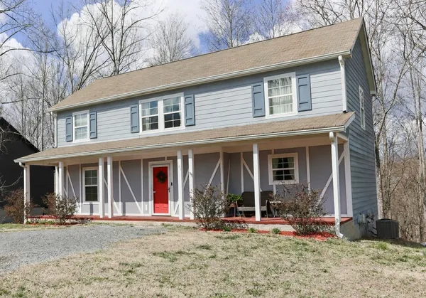 front view of a house with a porch