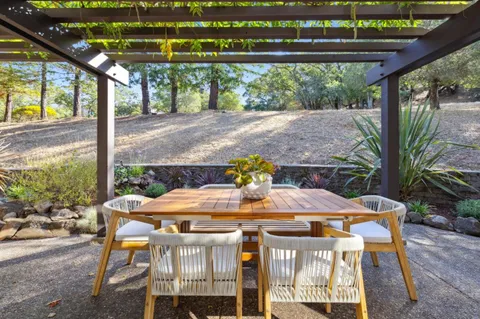a view of an outdoor space with furniture