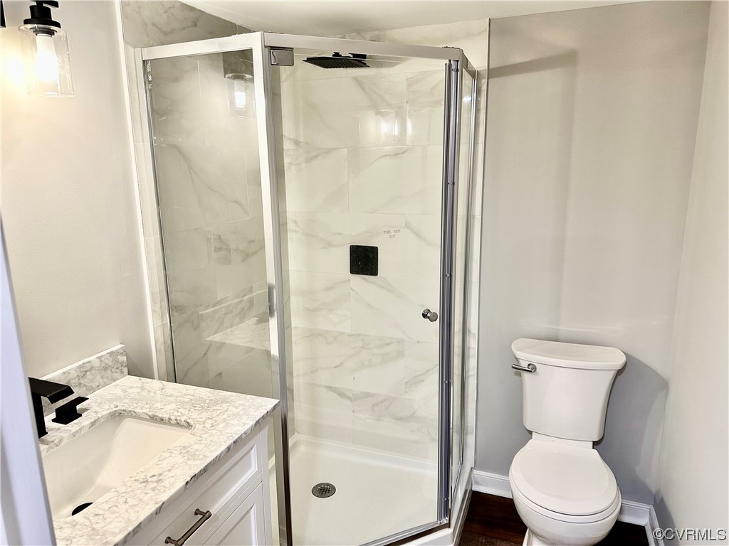 1035 Southam Drive Richmond, VA 23235 - Photo 38 of 43 a bathroom with a granite countertop sink toilet and shower