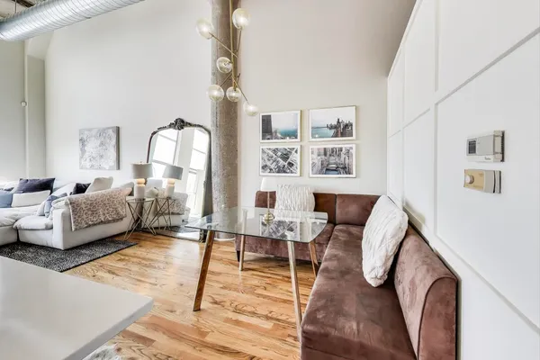 a living room with furniture