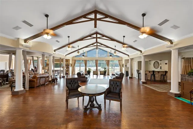 a view of a yard with an outdoor space