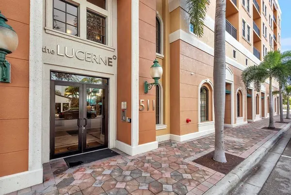 a view of a building with entrance door