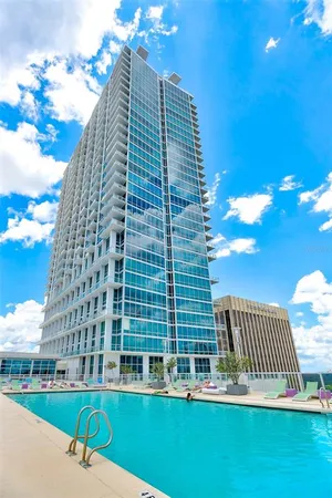 a view of a tall building