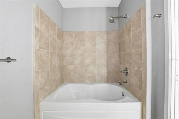 a bathroom with a bathtub