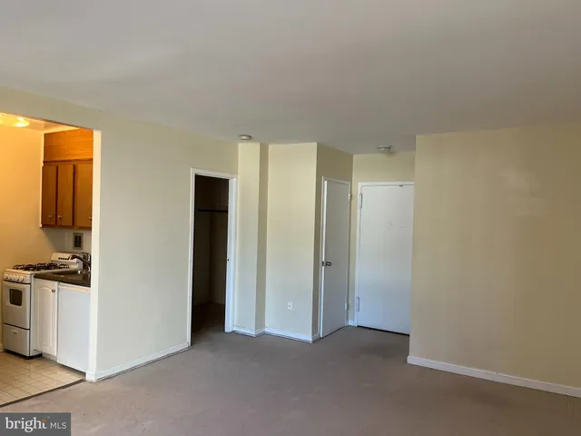 an empty room with closet