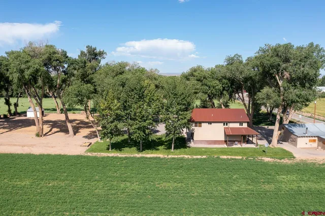 an aerial view of a house