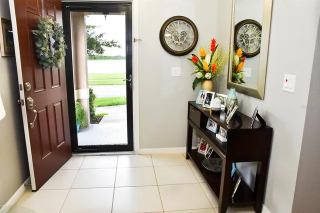 a view of a garden with patio