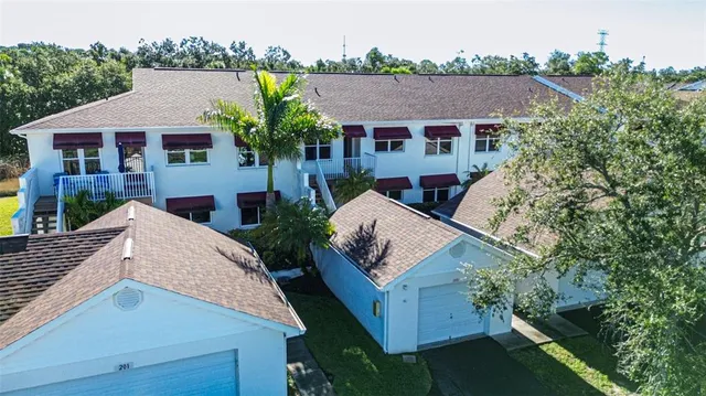 an aerial view of a house