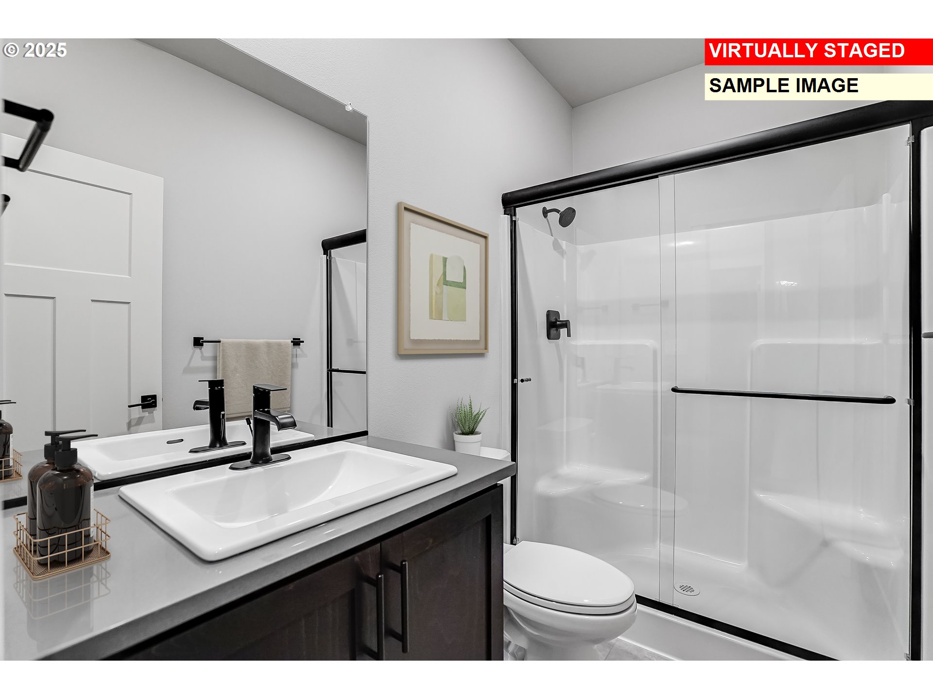 5486 North 88th Avenue Camas, WA 98607 - Photo 7 of 28 a bathroom with a sink a toilet a mirror and shower