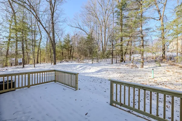 a view of outdoor space with deck and trees