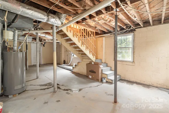 a view of a room with wooden walls