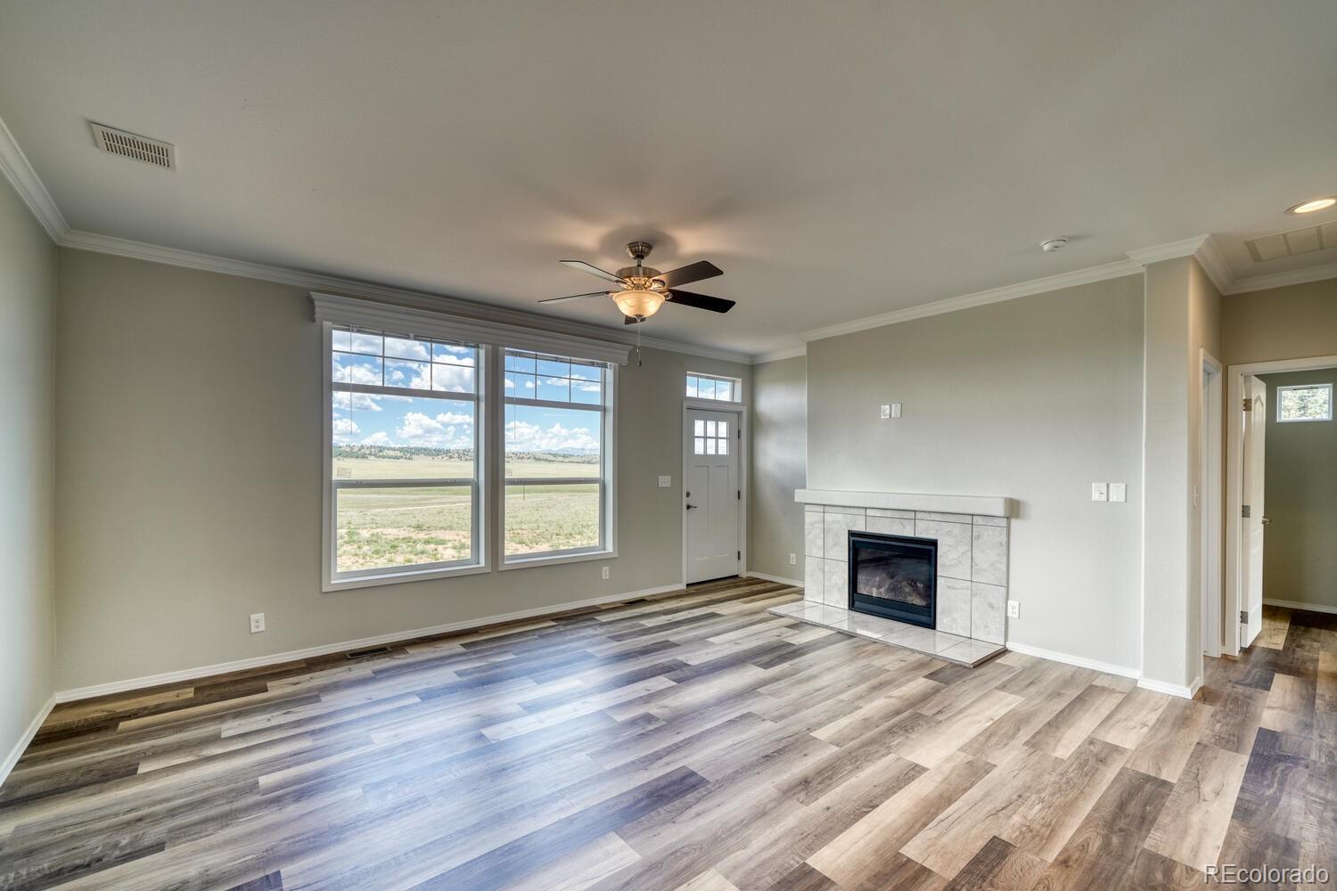 262 Cohonina Road Hartsel, CO 80449 - Photo 6 of 22 a view of empty room with a fireplace and windows
