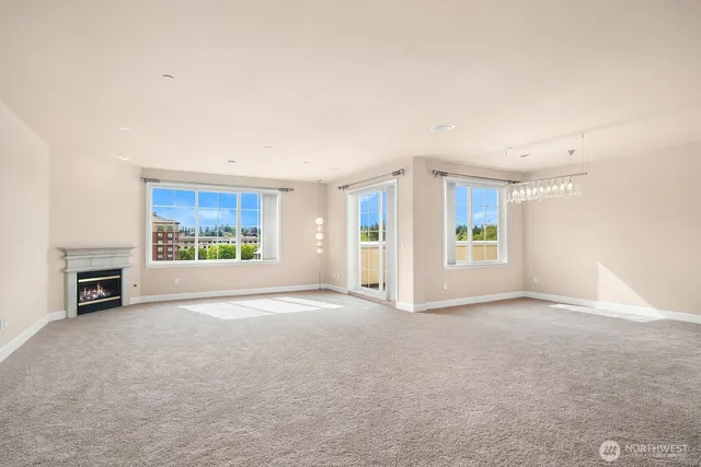 a view of a livingroom with a fireplace