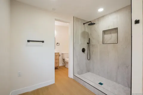 a bathroom with a shower