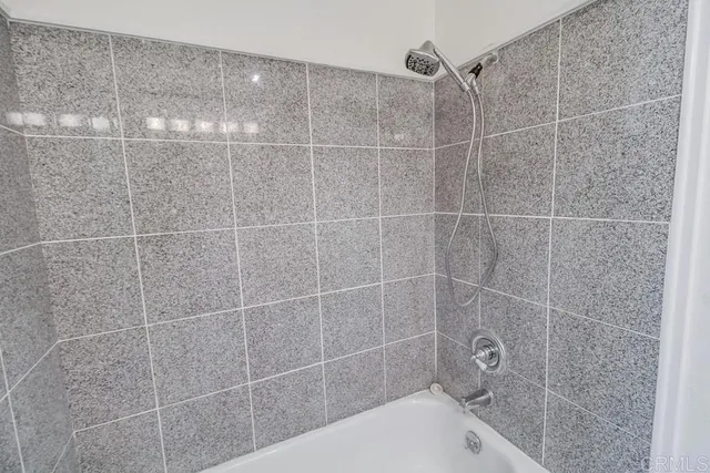 a bathroom with a bathtub