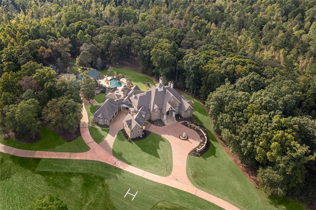 an aerial view of garden