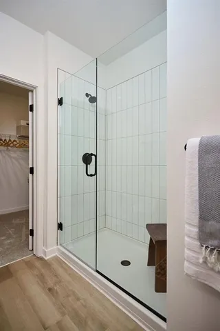 a bathroom with a shower