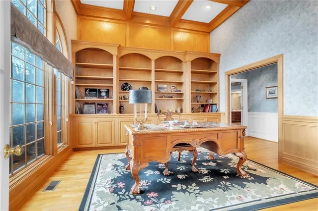 a dining table with chairs